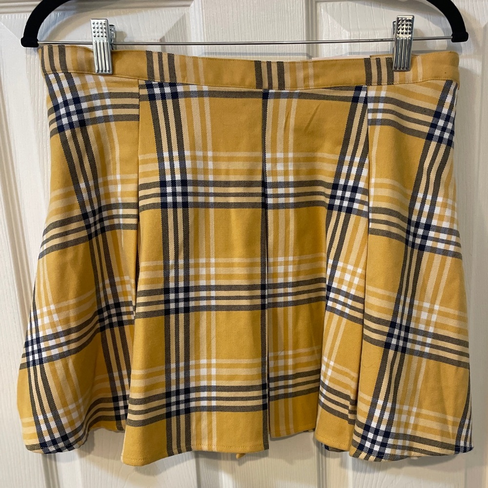 SO Vibrant Yellow Plaid Mini Skirt